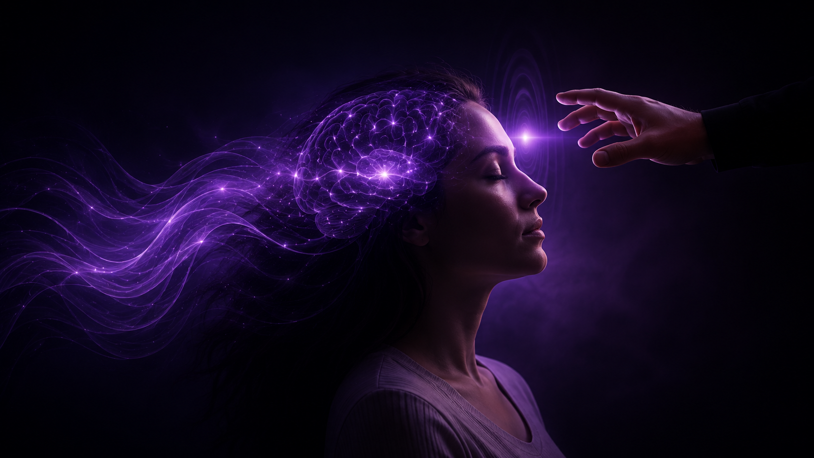 Entspannter Hypnosezustand mit symbolischer Darstellung des Unterbewusstseins